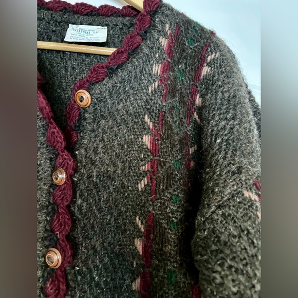 Vintage Ecuador Handmade 100% Wool Oversized Cardigan Sweater, Grey, SISANDINA - Picture 15 of 16